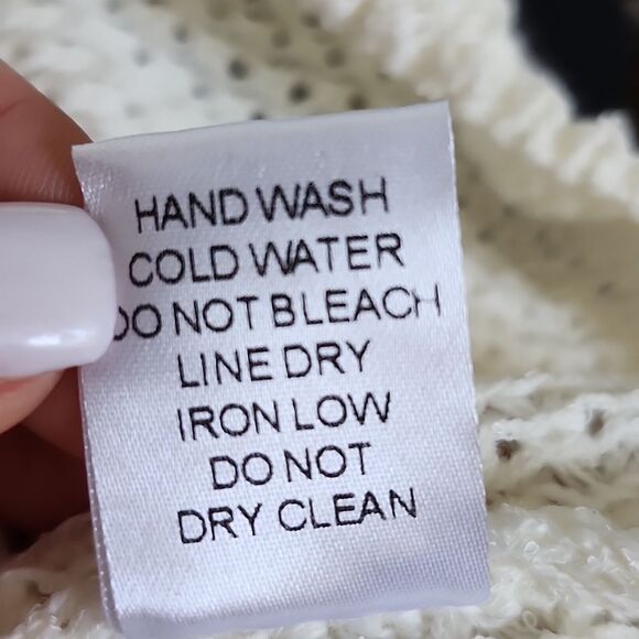 Bibi NWT cream brown rust open knit long sleeve sweater XL - Picture 9 of 9